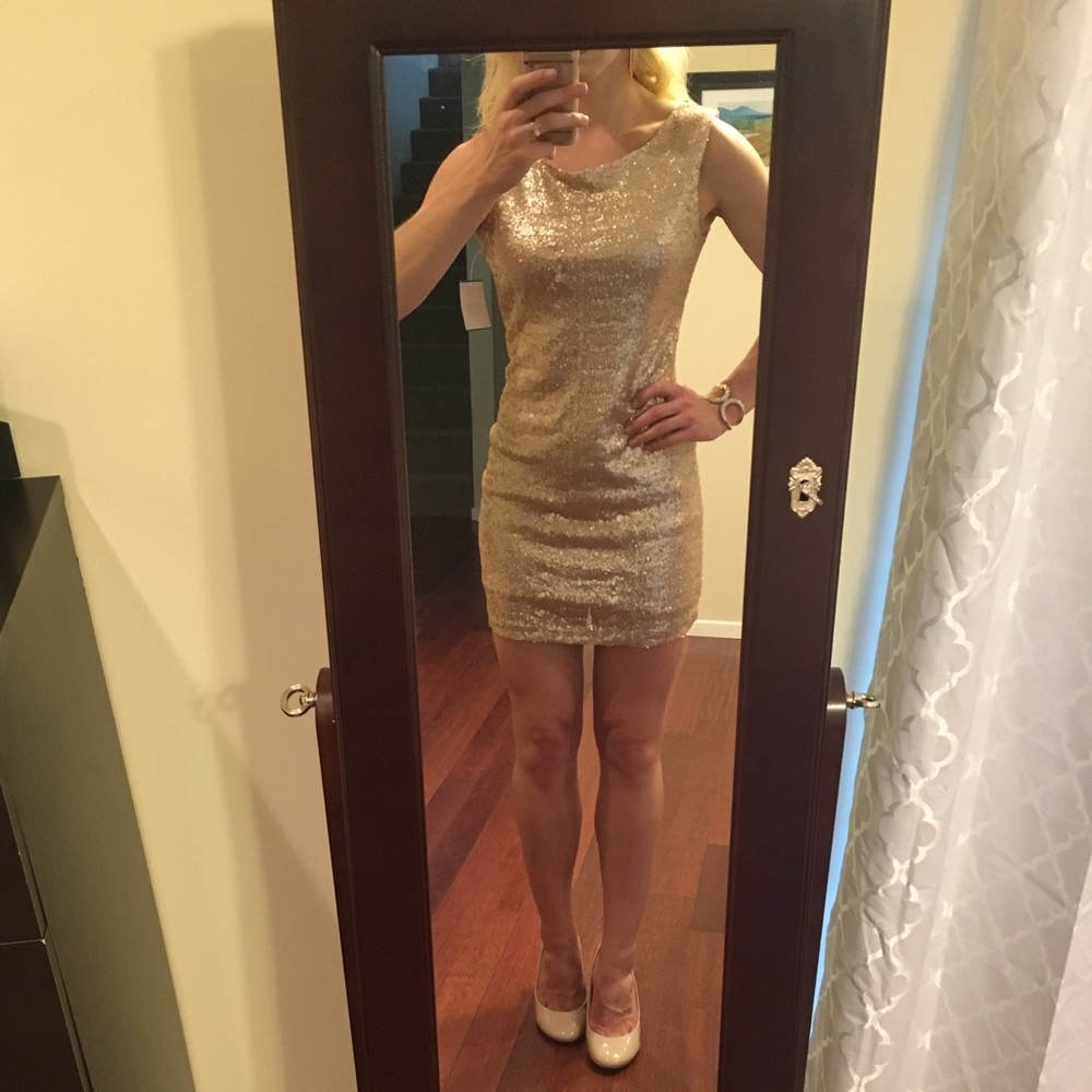 Gold sequins mini dress NWT!